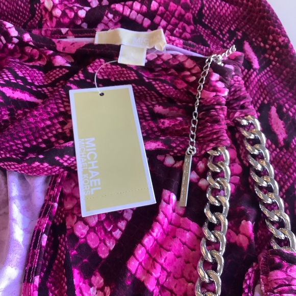 NWT Michael Kors Vivid Viola Sleeveless Chain Halter, Size Large - Picture 7 of 8
